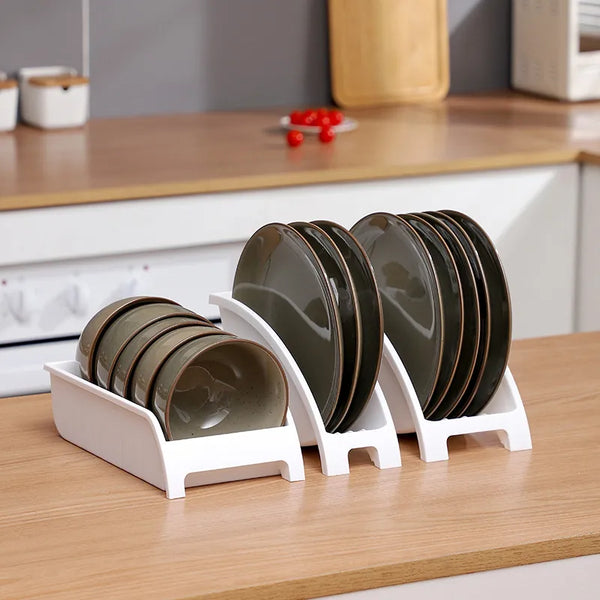 New Plate Organiser for Kitchen Home Plastic Space Saving Bowl Cupboard Display Dish Rack for Cabinet Storage Cutlery Organizer