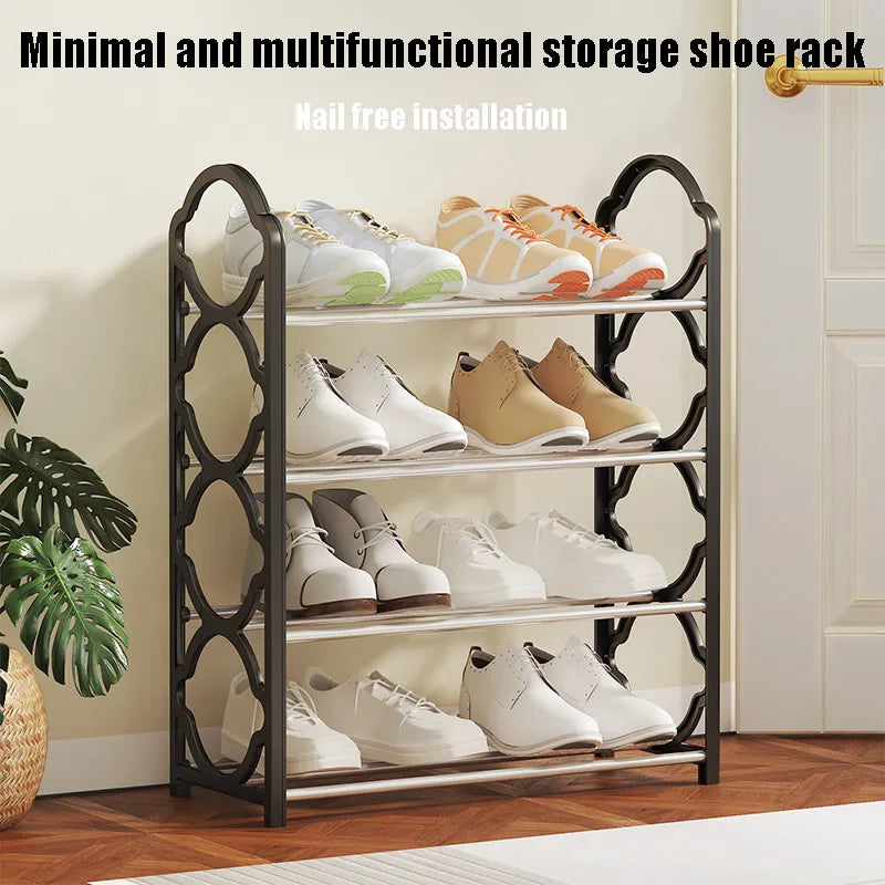 Multi-Layer Shoe Shelf 4 Layers Simple Dust-proof Storage Shoe Cabinet Multi-layer Assembly Door Dormitory Organizer Rack