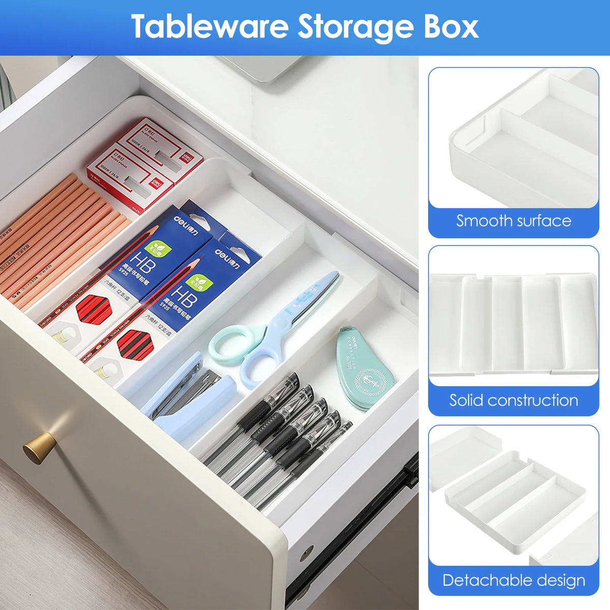 Cutlery Drawer Organiser Kitchen Expandable Utensil Tray Adjustable Silverware and Flatware Holder Compact Plastic Storage Trays