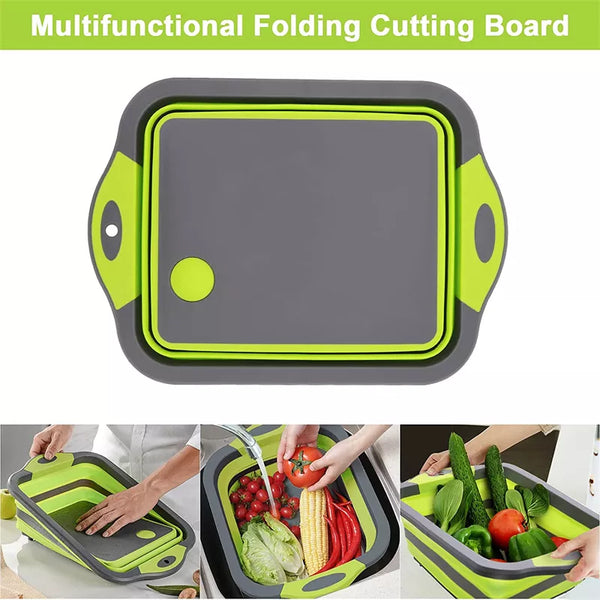 Folding Cutting Board Multifunctional Collapsible Sink Drain Basket Washable Vegetables Strainer Kitchen Dish Storage Organizer