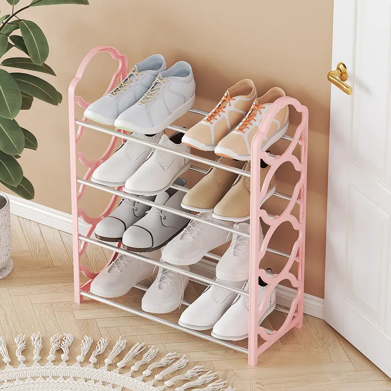 Multi-Layer Shoe Shelf 4 Layers Simple Dust-proof Storage Shoe Cabinet Multi-layer Assembly Door Dormitory Organizer Rack