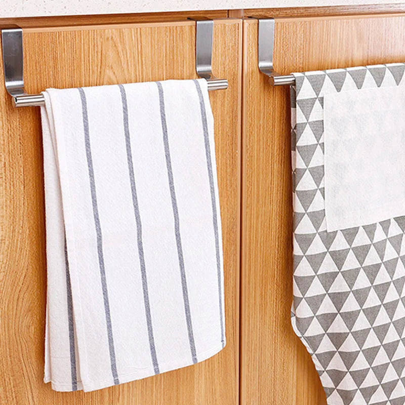 2 Size Towel Racks Kitchen Cabinet Door Towel Rack Bar Hanging Holder Bathroom Shelf Rack Home Organizer Wall Shelf